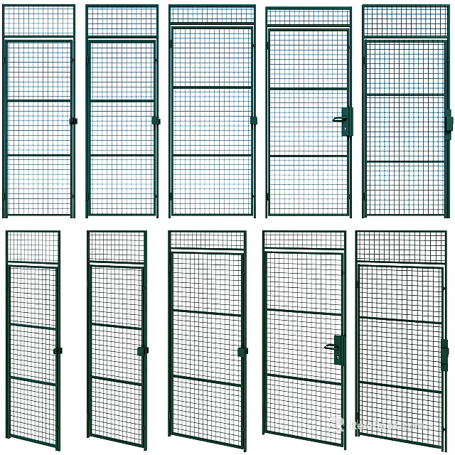 Durable Metal Wire Mesh Fencing Panels with Multiple Gates and Various Design Styles 3d model 
