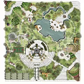 Park Landscape Design With Lake Circular Plaza Basketball Court And Greenery
