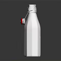 Transparent Glass Bottle With White Liquid Metal Ring And Red Cap Design