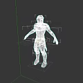 Futuristic Game Movie Character in Red Blue White Armor with Detailed Design