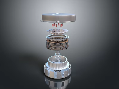 Multi Layer Metallic Mechanical Device With Top Cover Gear Coil And Reflective Base 3d model