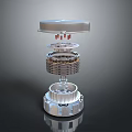 Multi Layer Metallic Mechanical Device With Top Cover Gear Coil And Reflective Base 3d model