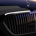 Black Luxury Sedan Parked On Gray Concrete Ground With Sunset Sky Background