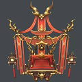 Traditional Chinese Ornate Decoration With Red Gold Dragon Motifs And Tassels