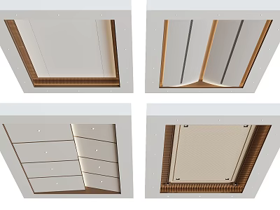 Various Modern Ceiling Designs Featuring Wooden Trim Panel Details And Decorative Lines 3d model
