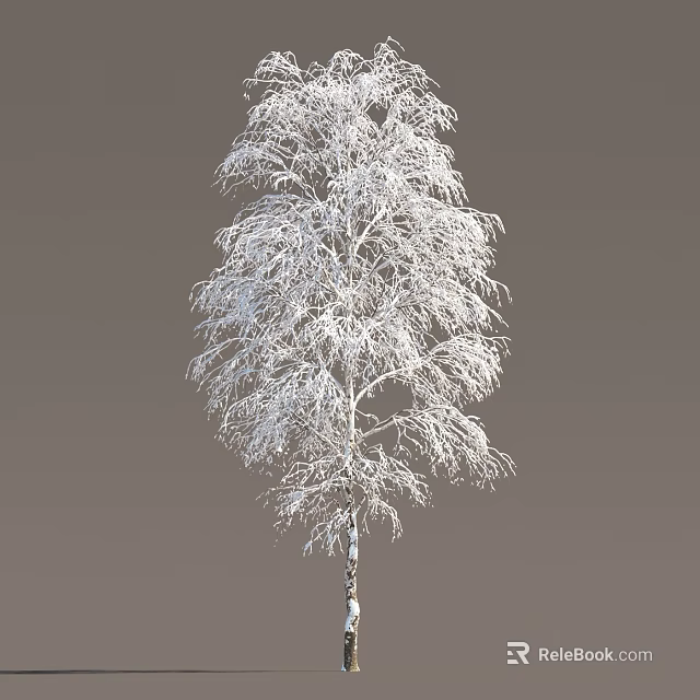 Snow Covered Arbor With White Trunk And Snowy Branches In Winter Scene 3d model 