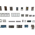 Various Vintage Architectural Elements With Old Doors Windows Grilles And Frames 3d model