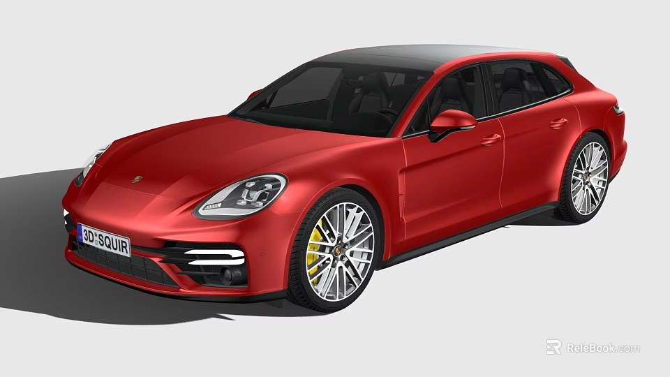 Red Porsche Panamera Sport Turismo With Black Roof And Sporty Alloy Wheels 3d model 