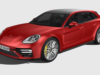 Red Porsche Panamera Sport Turismo With Black Roof And Sporty Alloy Wheels 3d model