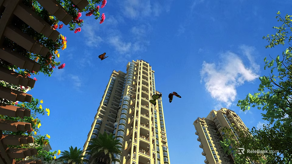High Rise Commercial Building With Modern Elevator And HVAC Systems 3d model 
