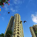High Rise Commercial Building With Modern Elevator And HVAC Systems