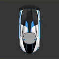 Sleek Modern Sports Car With Blue And White Body And Rear Spoiler