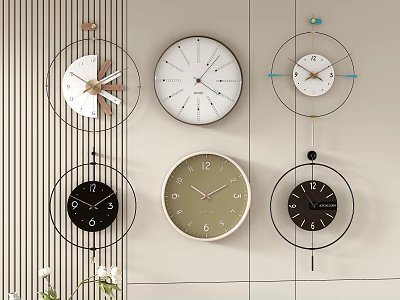 Multiple Modern Wall Clocks With Various Designs And Colors For Home Decor 3d model