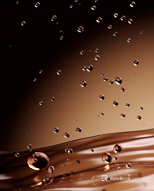 Natural Brown Liquid Hydrating Serum With Shiny Water Droplets For Daily Moisturizing 3d model 