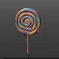 Delicious Vibrant Colorful Spiral Lollipop With Wooden Stick On Black Background