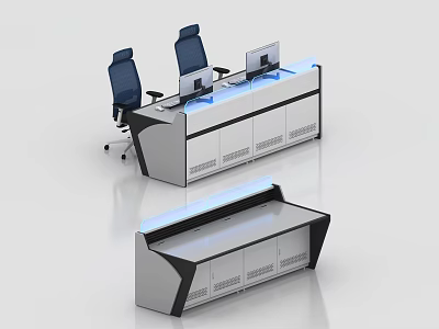Control Room Interior Design With Modern Console Desks Ergonomic Chairs And Computer Monitors 3d model