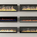Modern Black Fireplace Designs Featuring Various Flame Effects And Styles 3d model