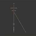 Utility Pole Structure With Crossarm Insulators And Guy Wire Support
