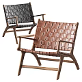Stylish Woven Leisure Chairs With Wooden Frame In Brown And Black