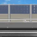 Highway Road Infrastructure With Blue Noise Barriers White Guardrails And Vehicles On Asphalt