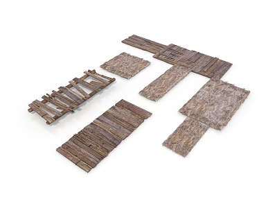 Natural Wooden Planks And Pieces With Various Shapes For Decorative Projects 3d model