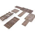 Natural Wooden Planks And Pieces With Various Shapes For Decorative Projects