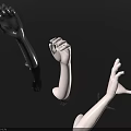 Man's Hands Sculptures Displayed With Background Architecture Reflections On Water Surface