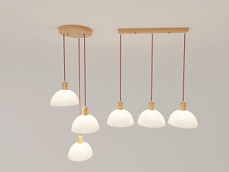 Modern Log Cream Wind Chandelier Combination 3d model