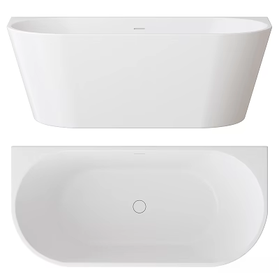 Sleek White Freestanding Bathtub With Oval Shape And Smooth Surface Design 3d model
