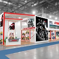 YAMAHA Exhibition Booth Interior Design With Displayed Motorcycles And Large Screens