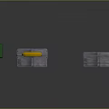 Gray Cargo Crates With Green Barrel And Yellow Container Setup