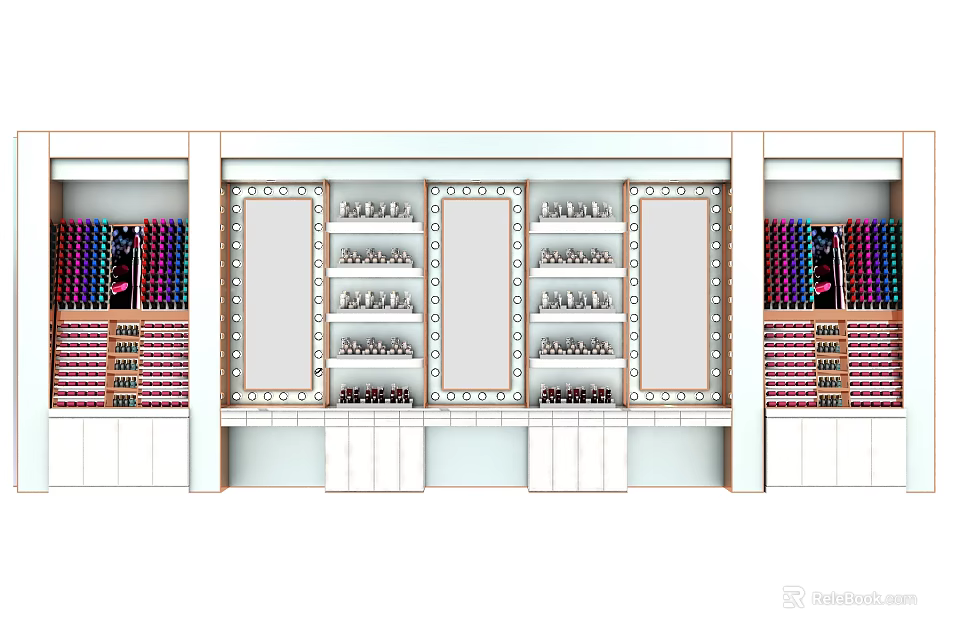 Modern Retail Display Shelves With Multiple Layers And Organized Products 3d model 