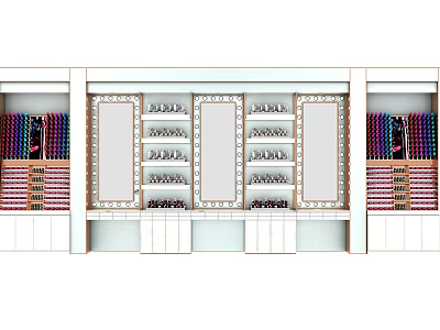 Modern Retail Display Shelves With Multiple Layers And Organized Products 3d model