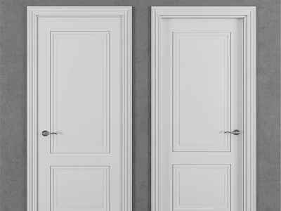White Swing Doors With Simple Panel Design And Metal Handles For Home Interior 3d model