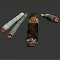 Various Premium Cigars With Labeled Dark Brown And Light Gray Bodies And Burning Tips
