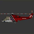 Red Helicopter With Red And White Propellers Orange Tips And Detailed Fuselage
