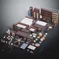 Diverse Home Furniture Collection With Bed Table Bookshelf Chair And Cabinet