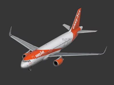 White and Orange Airliner with easyJet Livery and Orange Tail Fin Design 3d model