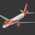 White and Orange Airliner with easyJet Livery and Orange Tail Fin Design