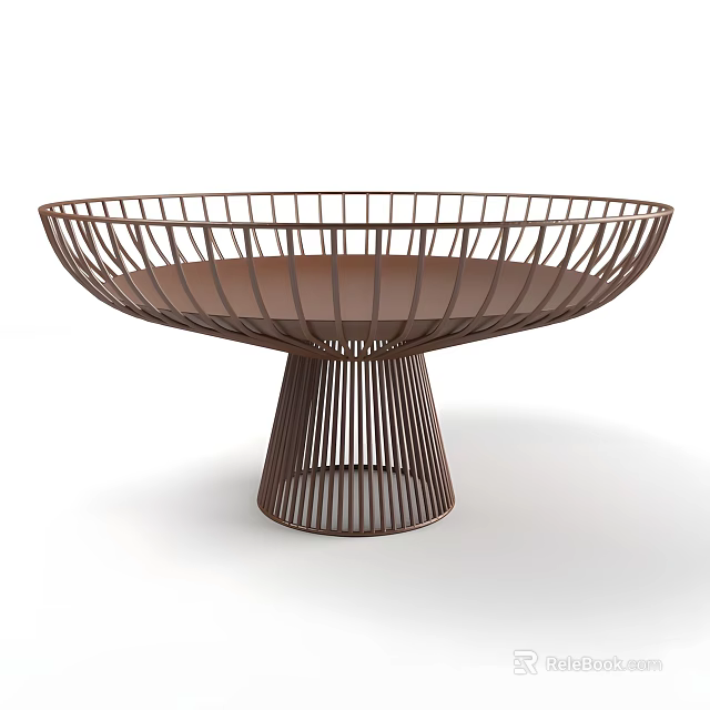 Modern Brown Metal Mesh Round Accent Table With Decorative Base Structure Design 3d model 
