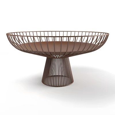 Modern Brown Metal Mesh Round Accent Table With Decorative Base Structure Design 3d model