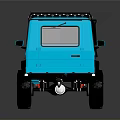 Blue Modified Off Road SUV Featuring Roof Rack And Large Tires