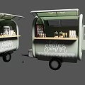 Two Green Food Carts With Sweet Summer Signs Open Windows And Drinks
