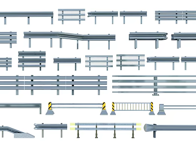Different Types of Metal Fence Designs With Guardrails Railings And Safety Barriers 3d model