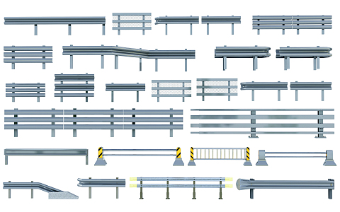 Modern Guardrail Road Guardrail Municipal Guardrail Barrier Highway Barrier 3d model