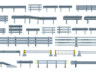 Modern Guardrail Road Guardrail Municipal Guardrail Barrier Highway Barrier 3d model