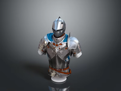 Medieval Knight Armor With Silver Plates Blue Accents And Leather Straps 3d model