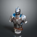 Medieval Knight Armor With Silver Plates Blue Accents And Leather Straps