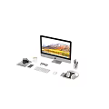 Desktop Computer Setup With Monitor Scenic Screen Keyboard Mouse Camera Coffee Cup Eyeglasses And Phone