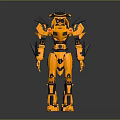 Yellow Mech Robot 3D Model With Detailed Armor And Red Visor Design 3d model